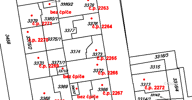 Žižkov 2265, Praha na parcele st. 3373 v KÚ Žižkov, Katastrální mapa