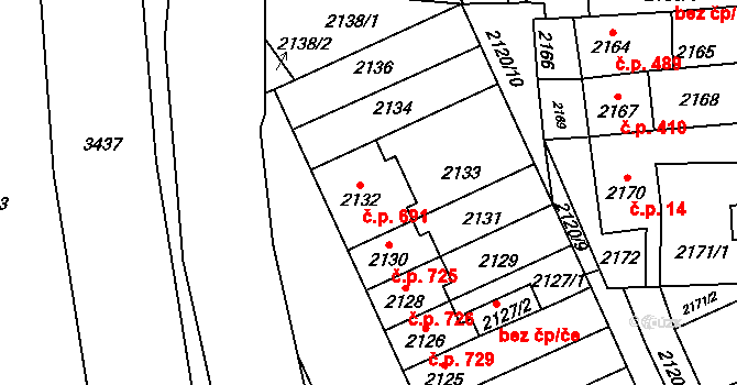 Chodov 691, Praha na parcele st. 2132 v KÚ Chodov, Katastrální mapa