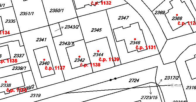 Vršovice 1139, Praha na parcele st. 2344 v KÚ Vršovice, Katastrální mapa