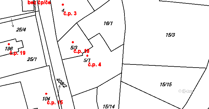 Dolní Cetno 4, Niměřice na parcele st. 5/1 v KÚ Niměřice, Katastrální mapa