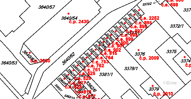 Znojmo 764 na parcele st. 3381/2 v KÚ Znojmo-město, Katastrální mapa