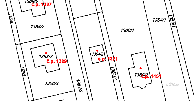Kylešovice 1321, Opava na parcele st. 1364/2 v KÚ Kylešovice, Katastrální mapa