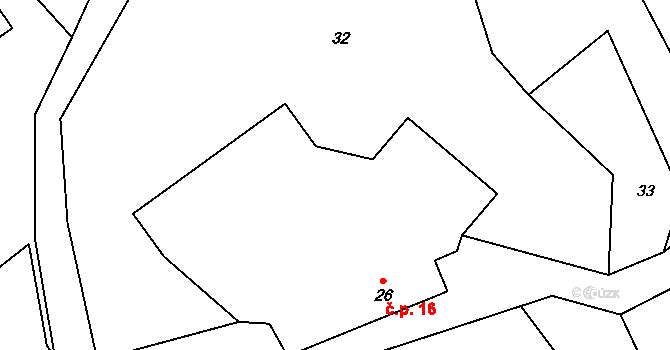 Tomice II 16, Olbramovice na parcele st. 26 v KÚ Tomice u Votic, Katastrální mapa