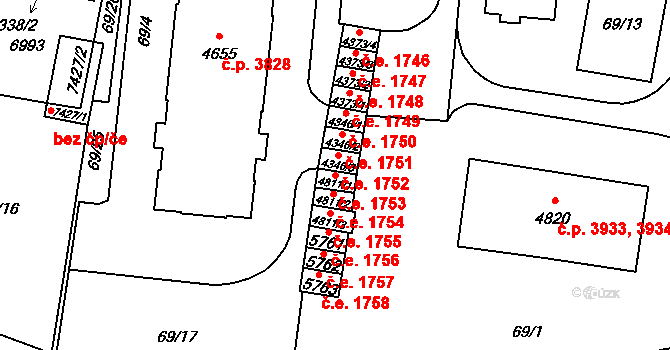 Zlín 1753 na parcele st. 4811/1 v KÚ Zlín, Katastrální mapa