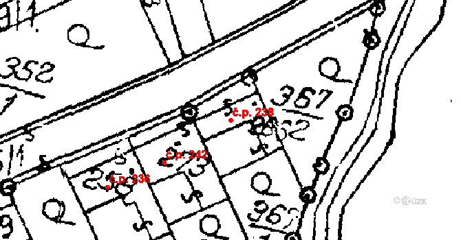 Habrovany 238 na parcele st. 266 v KÚ Habrovany, Katastrální mapa