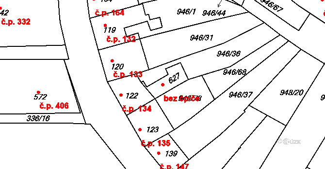Čebín 39829049 na parcele st. 627 v KÚ Čebín, Katastrální mapa