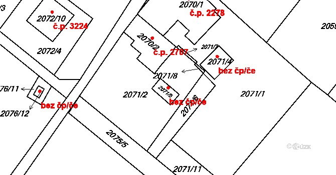 Mělník 42982049 na parcele st. 2071/5 v KÚ Mělník, Katastrální mapa