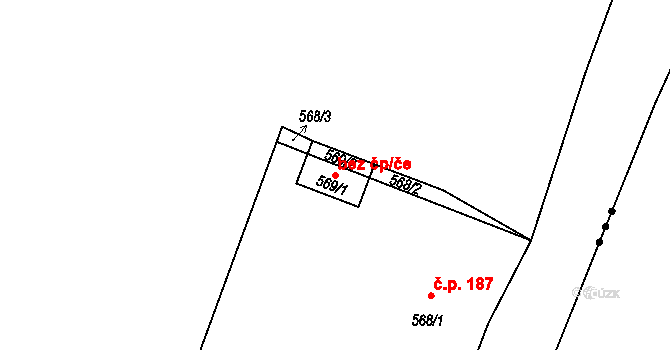 Tuchlovice 46390049 na parcele st. 569/1 v KÚ Srby u Tuchlovic, Katastrální mapa