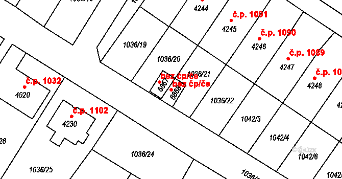 Chrudim 49144049 na parcele st. 6868 v KÚ Chrudim, Katastrální mapa