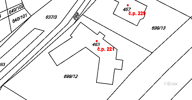 Pístovice 221, Račice-Pístovice na parcele st. 463 v KÚ Pístovice, Katastrální mapa