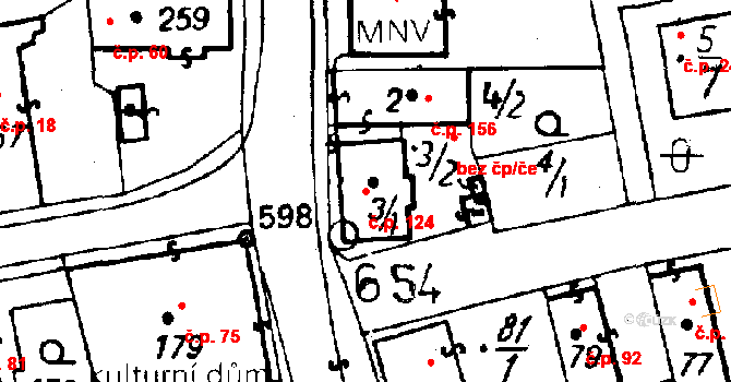 Druztová 124 na parcele st. 3/1 v KÚ Druztová, Katastrální mapa