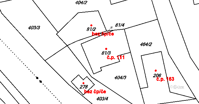 Bohdíkov 111 na parcele st. 81/3 v KÚ Dolní Bohdíkov, Katastrální mapa
