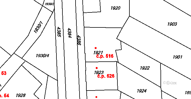 Veselí nad Lužnicí II 516, Veselí nad Lužnicí na parcele st. 1921 v KÚ Veselí nad Lužnicí, Katastrální mapa