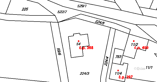 Doubravice nad Svitavou 368 na parcele st. 54 v KÚ Klemov, Katastrální mapa