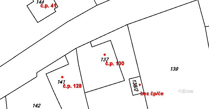 Děrné 130, Fulnek na parcele st. 137 v KÚ Děrné, Katastrální mapa