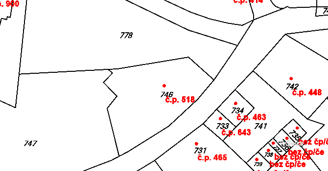 Štramberk 518 na parcele st. 746 v KÚ Štramberk, Katastrální mapa