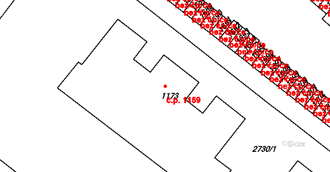 Frenštát pod Radhoštěm 1159 na parcele st. 1173 v KÚ Frenštát pod Radhoštěm, Katastrální mapa