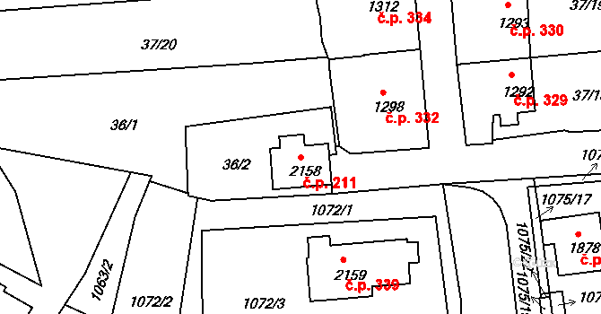 Plešivec 211, Český Krumlov na parcele st. 2158 v KÚ Český Krumlov, Katastrální mapa