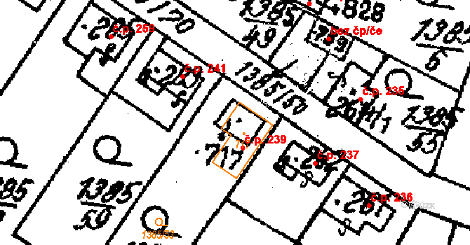 Krucemburk 239 na parcele st. 717 v KÚ Krucemburk, Katastrální mapa