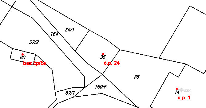 Hranice 24, Maleč na parcele st. 35 v KÚ Hranice u Malče, Katastrální mapa