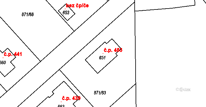 Sepekov 453 na parcele st. 651 v KÚ Sepekov, Katastrální mapa