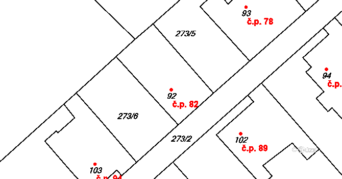 Velká Čermná 82, Čermná nad Orlicí na parcele st. 92 v KÚ Velká Čermná nad Orlicí, Katastrální mapa