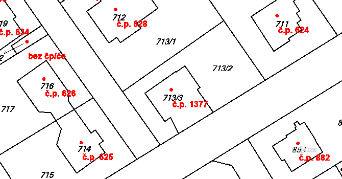 Rychnov nad Kněžnou 1377 na parcele st. 713/3 v KÚ Rychnov nad Kněžnou, Katastrální mapa