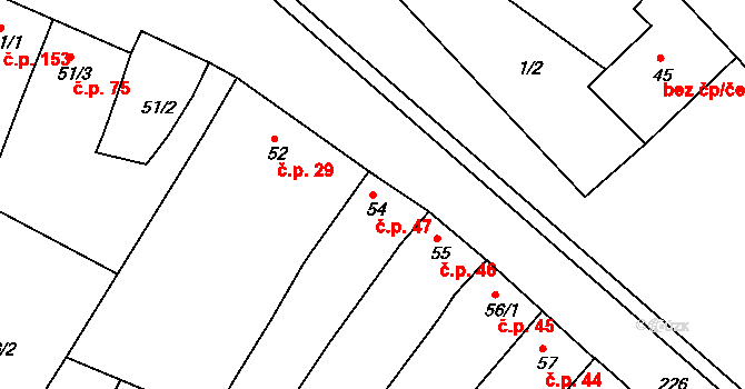 Količín 47, Holešov na parcele st. 54 v KÚ Količín, Katastrální mapa