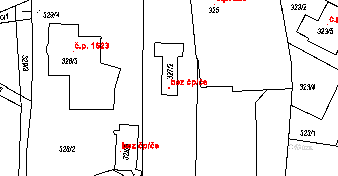 Kunovice 106945050 na parcele st. 327/2 v KÚ Kunovice u Uherského Hradiště, Katastrální mapa