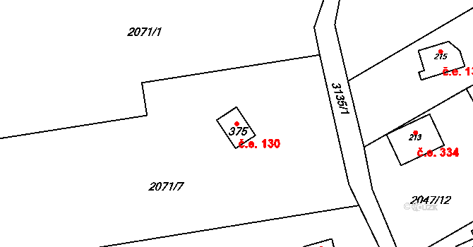 Lančov 130 na parcele st. 375 v KÚ Lančov, Katastrální mapa