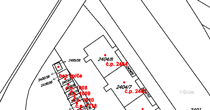 Znojmo 2464 na parcele st. 2404/8 v KÚ Znojmo-město, Katastrální mapa