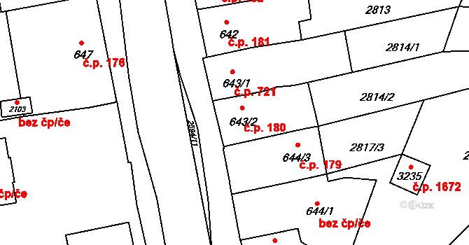 Lipník nad Bečvou I-Město 180, Lipník nad Bečvou na parcele st. 643/2 v KÚ Lipník nad Bečvou, Katastrální mapa