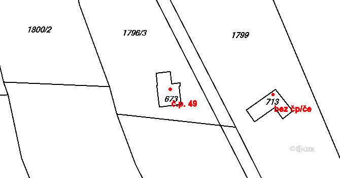 Držkov 49 na parcele st. 673 v KÚ Držkov, Katastrální mapa