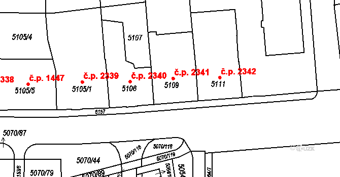 Jihlava 2341 na parcele st. 5109 v KÚ Jihlava, Katastrální mapa