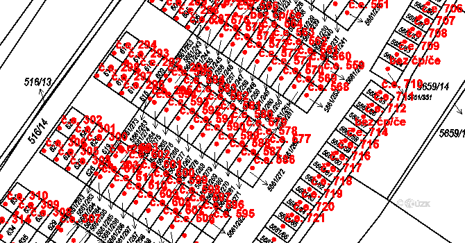 Jihlava 580 na parcele st. 5661/259 v KÚ Jihlava, Katastrální mapa