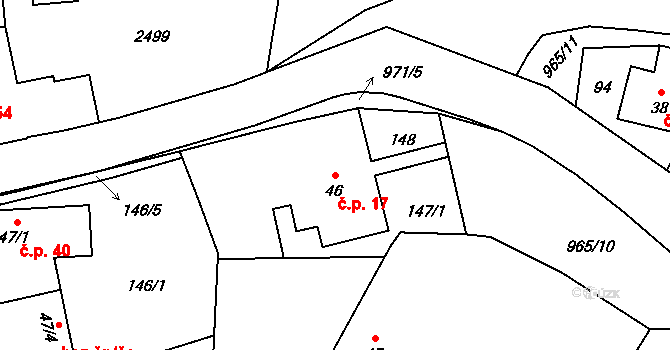 Pěnčín 17 na parcele st. 46 v KÚ Pěnčín, Katastrální mapa