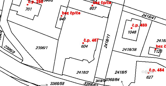 Horní Rokytnice 467, Rokytnice nad Jizerou na parcele st. 604 v KÚ Horní Rokytnice nad Jizerou, Katastrální mapa