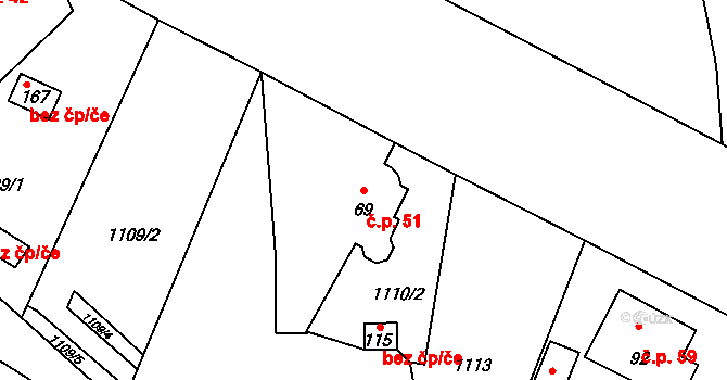 Sytno 51 na parcele st. 69 v KÚ Sytno, Katastrální mapa