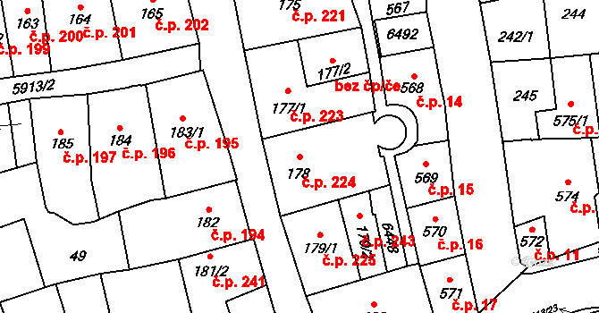 Polička-Město 224, Polička na parcele st. 178 v KÚ Polička, Katastrální mapa