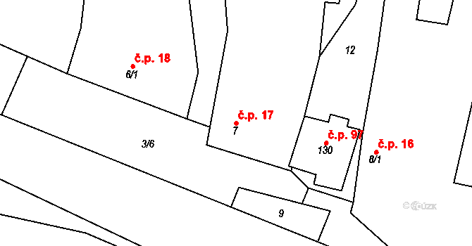 Cakov 17, Senice na Hané na parcele st. 7 v KÚ Cakov, Katastrální mapa