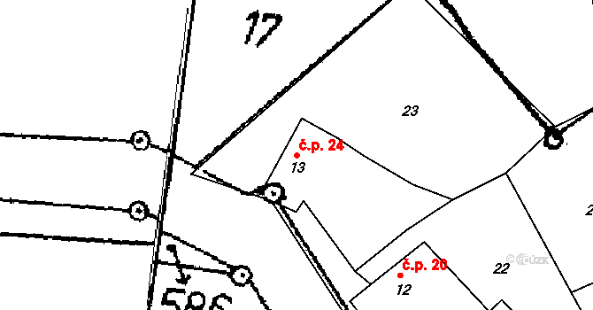 Rašovice 24, Hlasivo na parcele st. 13 v KÚ Rašovice u Hlasiva, Katastrální mapa