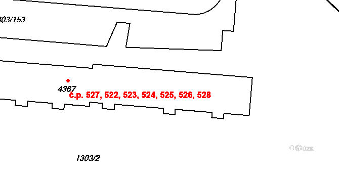 Nové Dvory 522,523,524,525,526,, Třebíč na parcele st. 4367 v KÚ Třebíč, Katastrální mapa