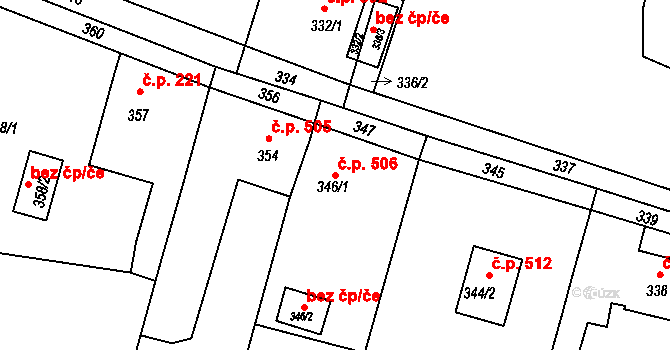 Skřečoň 506, Bohumín na parcele st. 346/1 v KÚ Skřečoň, Katastrální mapa