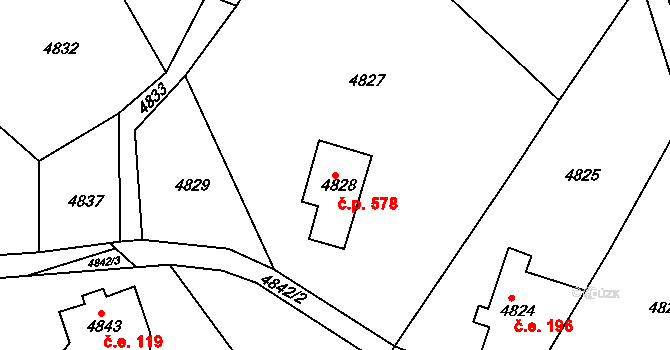 Smržovka 578 na parcele st. 4828 v KÚ Smržovka, Katastrální mapa