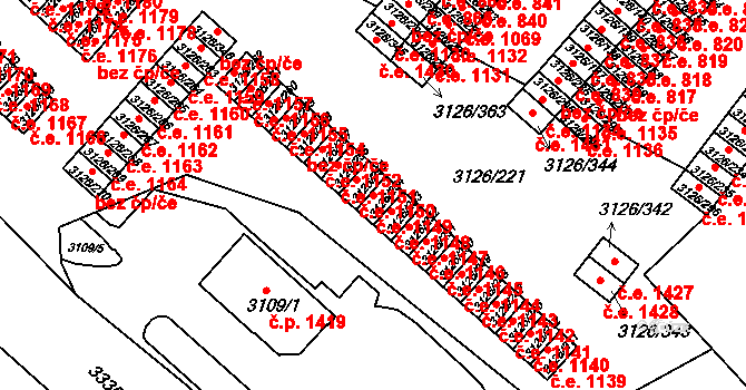Pelhřimov 1149 na parcele st. 3126/254 v KÚ Pelhřimov, Katastrální mapa