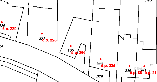 Paskov 266 na parcele st. 233 v KÚ Paskov, Katastrální mapa