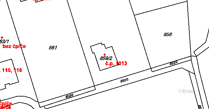 Frýdlant 1013, Frýdlant nad Ostravicí na parcele st. 859/2 v KÚ Frýdlant nad Ostravicí, Katastrální mapa