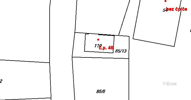 Chotěnov-Skláře 46, Mariánské Lázně na parcele st. 119 v KÚ Chotěnov u Mariánských Lázní, Katastrální mapa