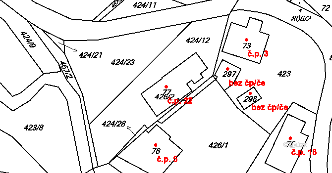 Vazovec 22, Turnov na parcele st. 77 v KÚ Malý Rohozec, Katastrální mapa