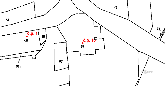 Horčápsko 16 na parcele st. 61 v KÚ Horčápsko, Katastrální mapa